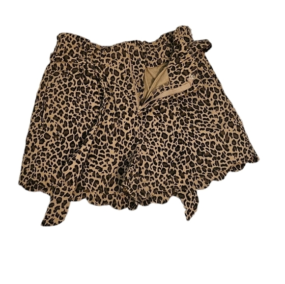 Aaron & Amber Paperbag A-line Leopard Print 97% Cotton 3% Spandex Shorts Size M - Picture 2 of 7
